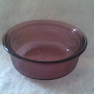 Vintage Corning Ware Cranberry Amethyst Vision Glass 1 Pint Baking Dish Ribbed